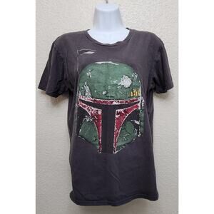 Disney Parks Boba Fett Mandalorian Helmet Distress Graphic Top Medium Star Wars